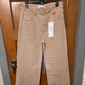 Risen High Waist Wide Leg Jeans, Khaki, Size 11